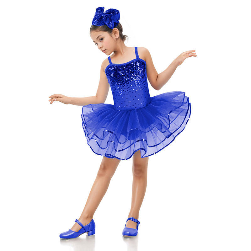 Enchanta Olivia Girls Sequin Leotard Dress Costumes. Ballet Leotards Tutu Dress Ballerina Outfit Dance Costume for Kids