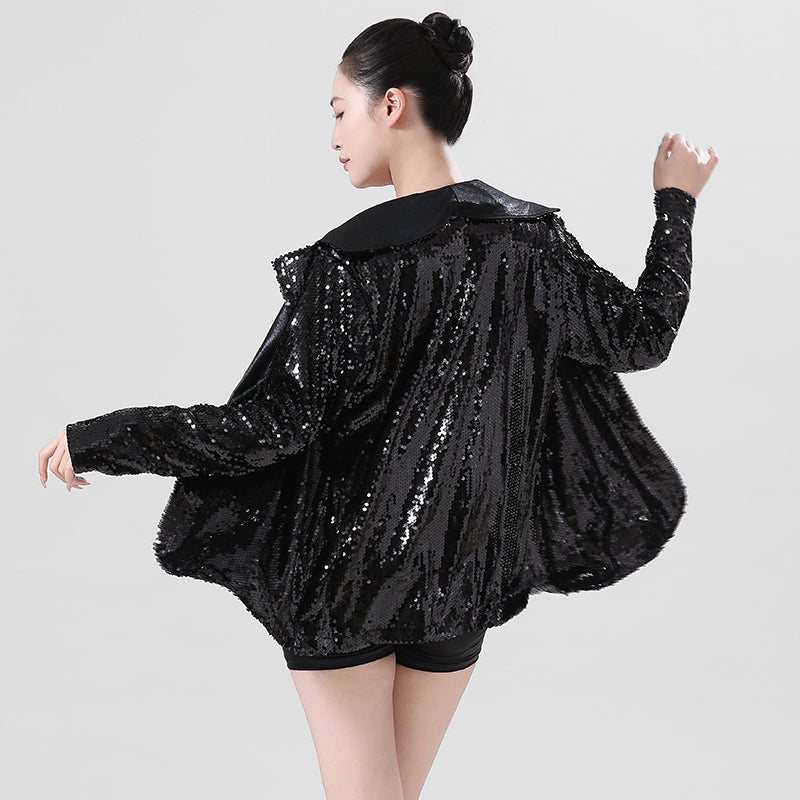 Enchanta Mia Women Modern Jazz Dance Sequin Jacket. Long Sleeve Jazz Coat for Dance Costume