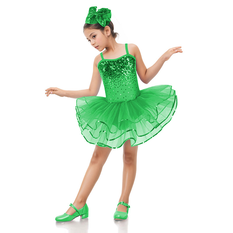 Enchanta Olivia Girls Sequin Leotard Dress Costumes. Ballet Leotards Tutu Dress Ballerina Outfit Dance Costume for Kids