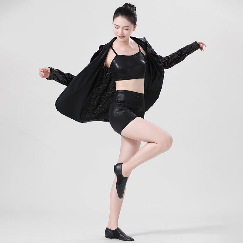 Enchanta Mia Women Modern Jazz Dance Sequin Jacket. Long Sleeve Jazz Coat for Dance Costume