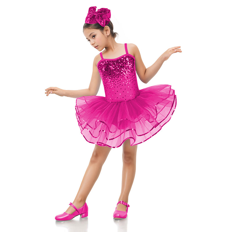 Enchanta Olivia Girls Sequin Leotard Dress Costumes. Ballet Leotards Tutu Dress Ballerina Outfit Dance Costume for Kids