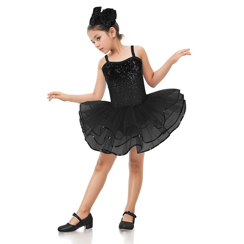 Enchanta Olivia Girls Sequin Leotard Dress Costumes. Ballet Leotards Tutu Dress Ballerina Outfit Dance Costume for Kids